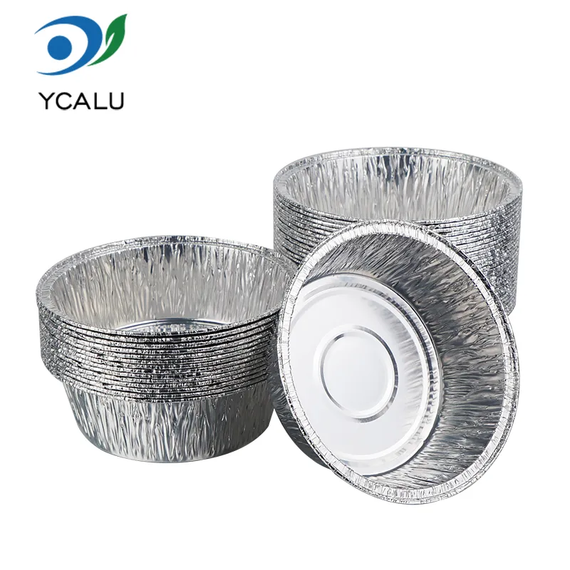 Okrogle majhne srebrne posode iz aluminijaste folije za peko Okrogle majhne srebrne posode iz aluminijaste folije za peko