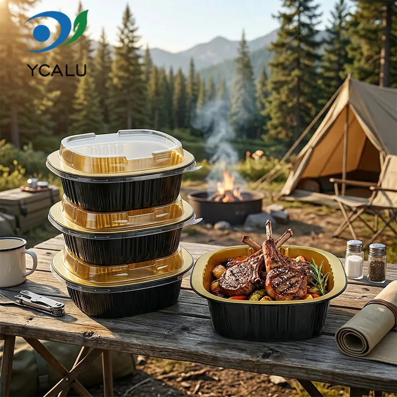 Binauralne kvadratne škatle za enkratno uporabo iz črnega zlata iz aluminijaste folije