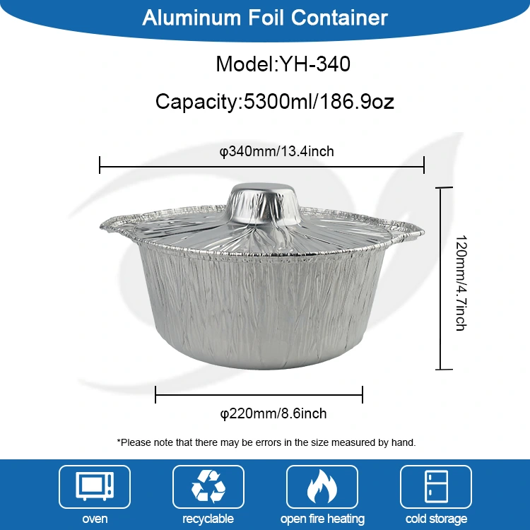 Za enkratno uporabo Catering Hot Pot Pots Silver Aluminium Foil Containers