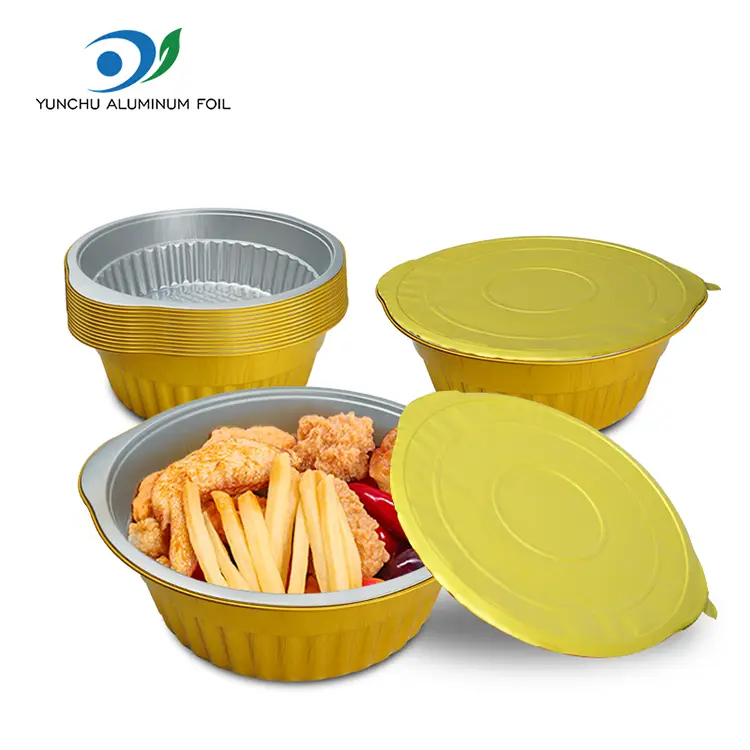 Za enkratno uporabo vroče lončke Zlate okrogle aluminijaste folije Za enkratno uporabo vroče lončke Zlate okrogle aluminijaste folije