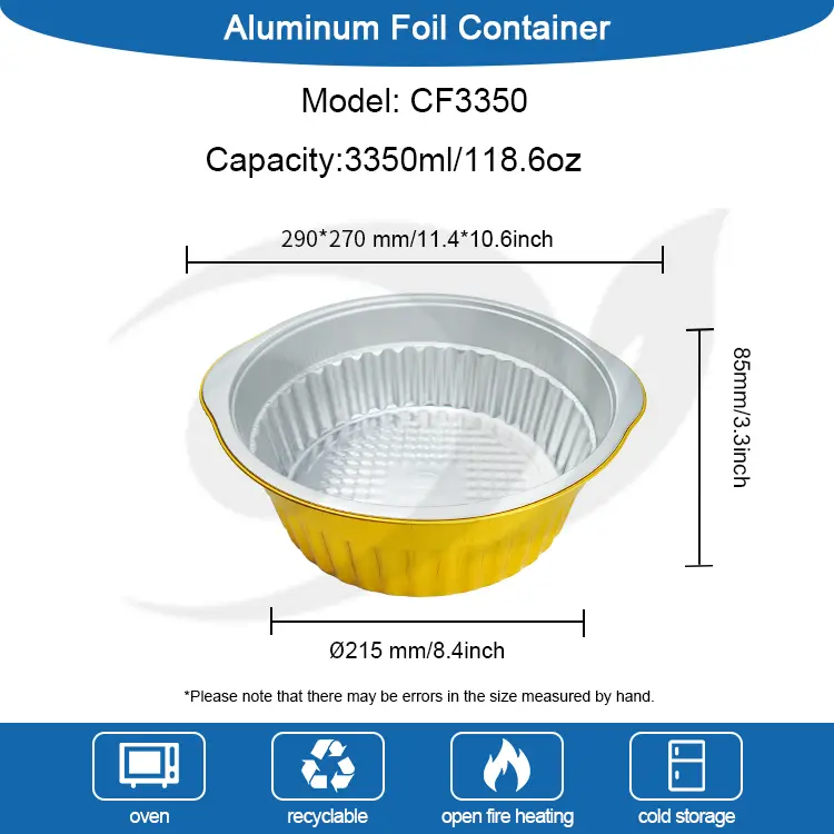 Za enkratno uporabo vroče lončke Zlate okrogle aluminijaste folije