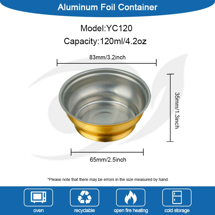 Okrogla odvzema za enkratno uporabo majhne posode za aluminijaste folije z zlato posodo