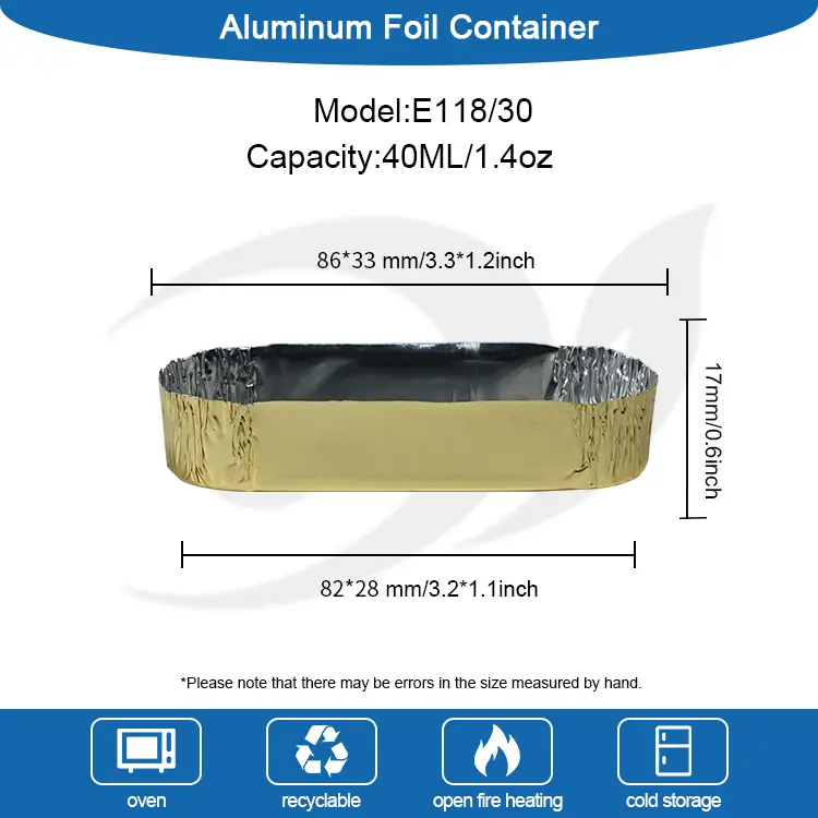 Majhne ovalne pakirane posode za srebrno aluminijasto folijo