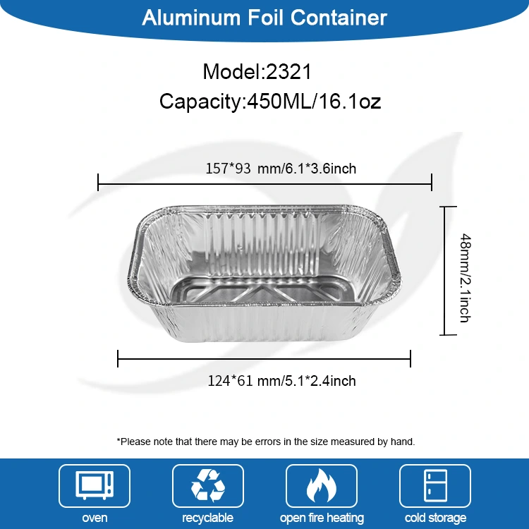 Pravokotni zračni cvrtniki na žaru Silver Aluminium Foil zabojnike