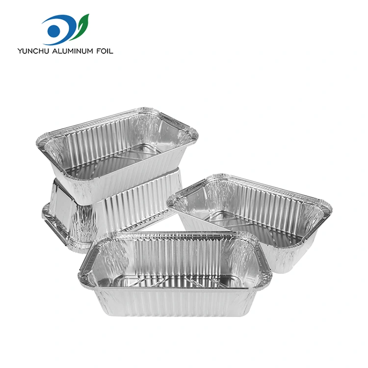 Pravokotni zračni cvrtniki, ki pakirajo posode za srebrno aluminijasto folijo Pravokotni zračni cvrtniki, ki pakirajo posode za srebrno aluminijasto folijo