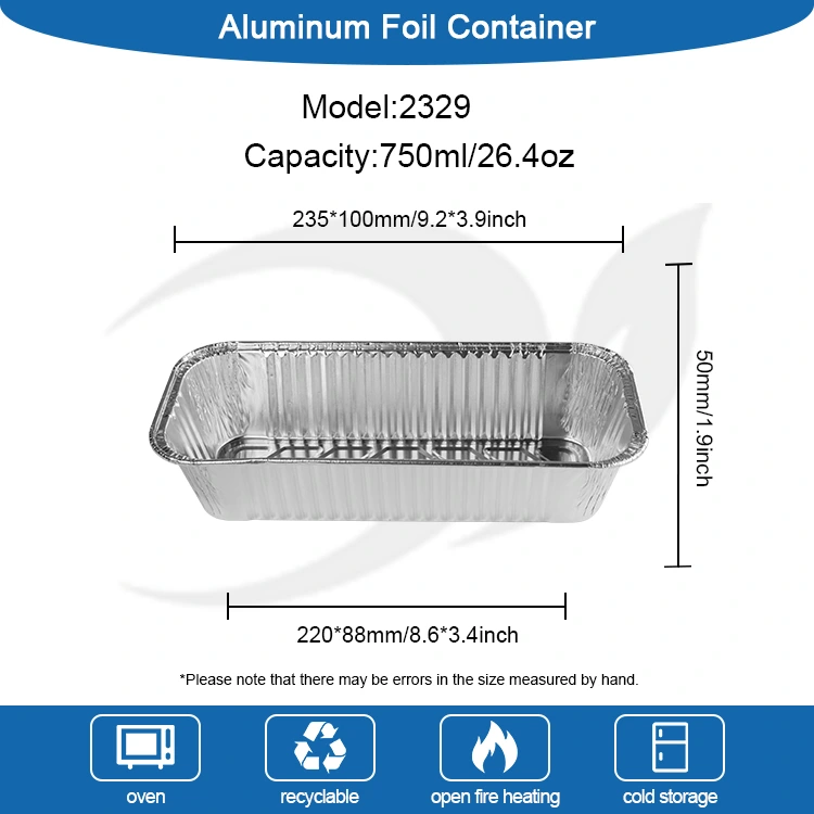 Pravokotni pekač za pekač za pekač srebrni aluminijasti posode