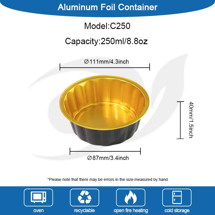 Okrogla posoda za sladice gladke stene aluminijaste posode
