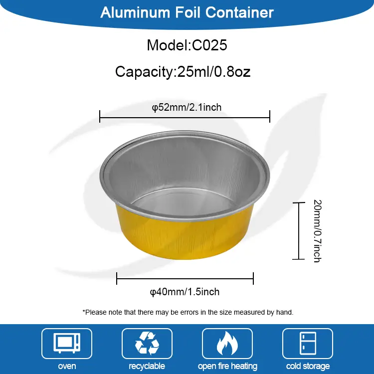 Okrožne skodelice za peko sladice gladke stene aluminijaste folije