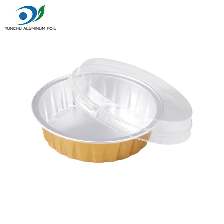 Okrogle zlate pečene posode z gladko steno aluminijaste folije