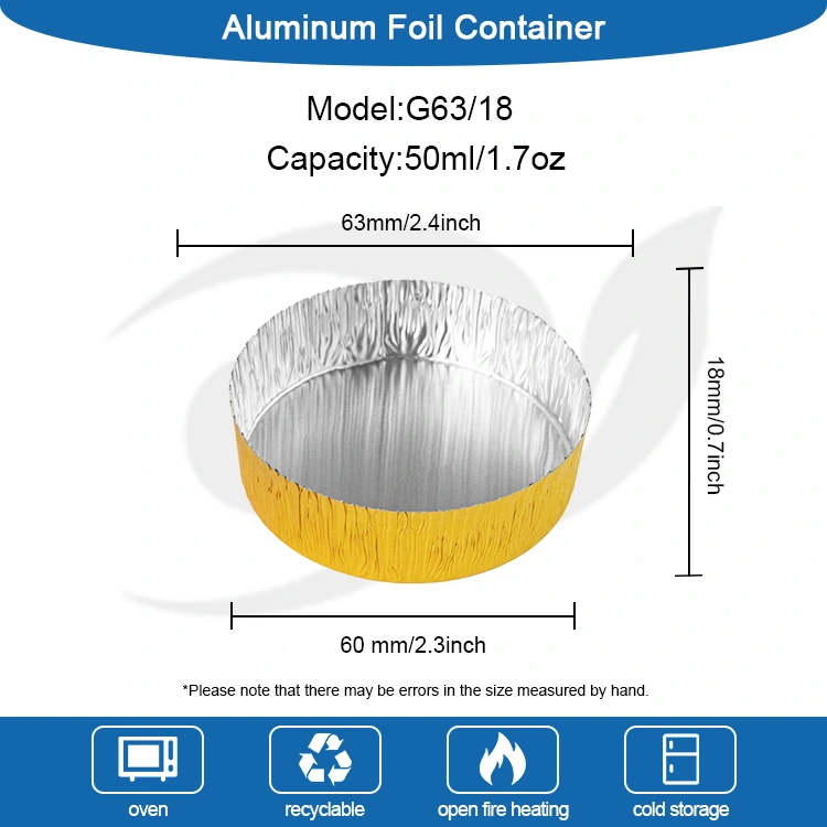 Okrogla majhna pecilna srebrna aluminijasta folija posoda