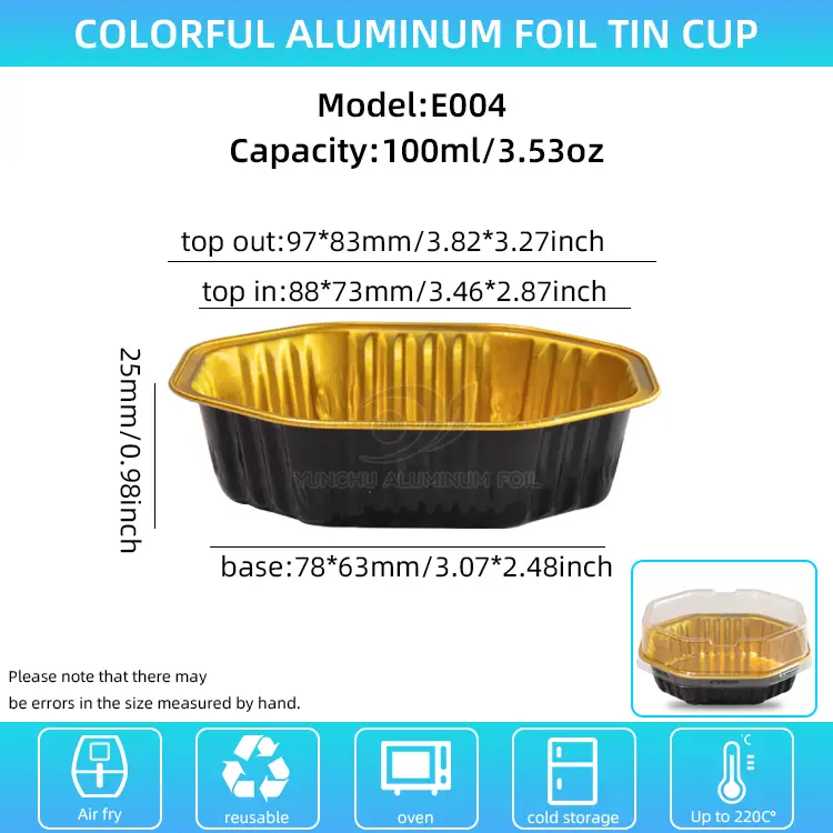 Posebne oblike torte Cup Smoothwall Aluminijaste folije