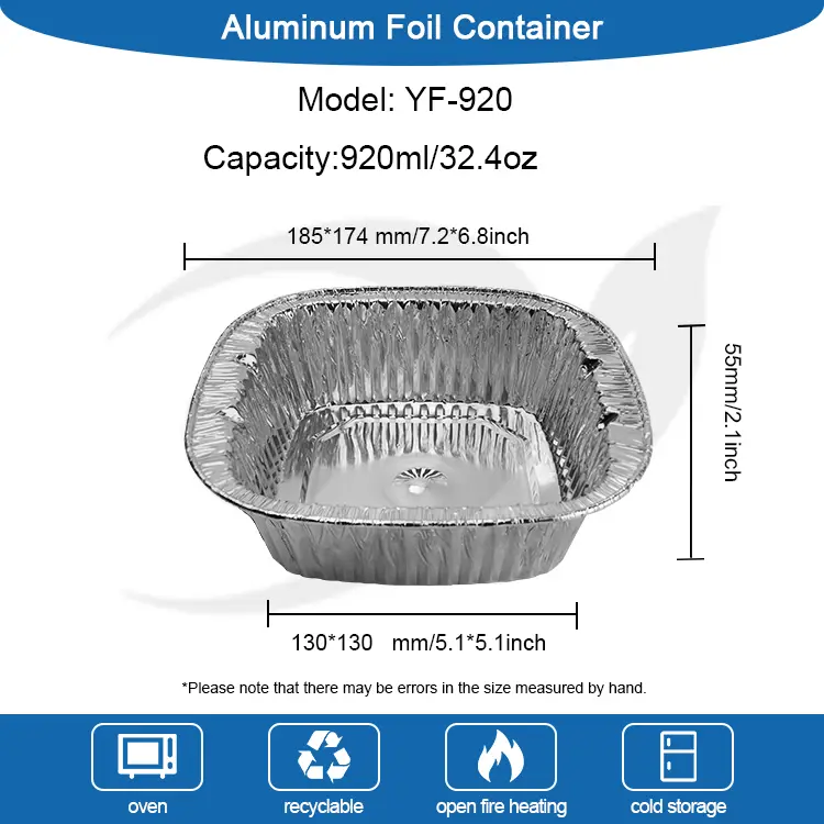 Kvadratna srebrna odvzema zabojnike za pakiranje aluminijaste folije