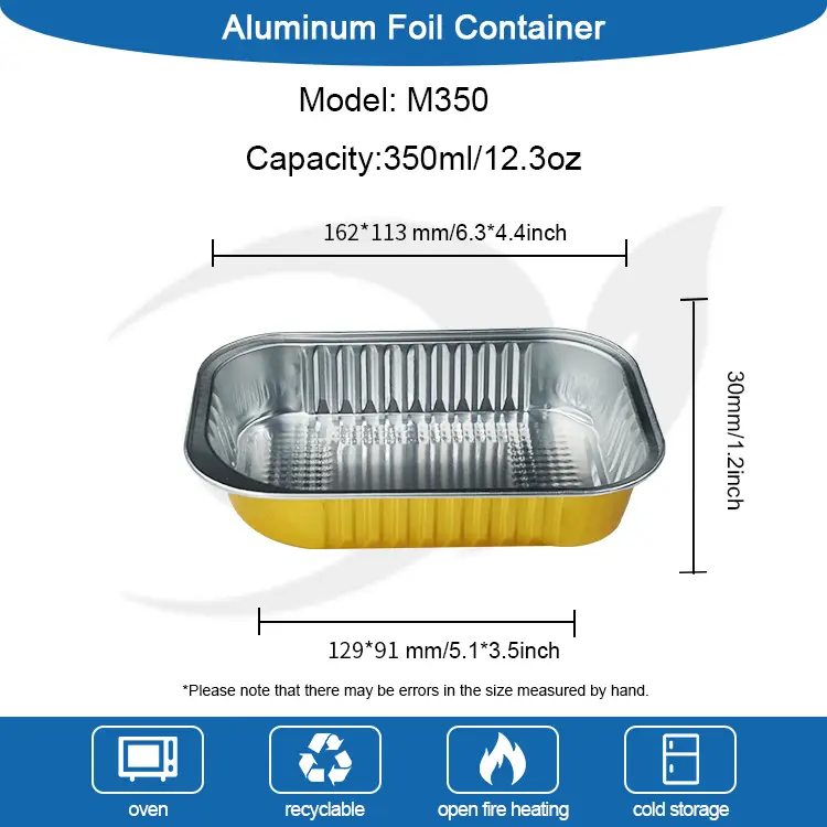 Square Takeaway Dining Zlata aluminijasta folija
