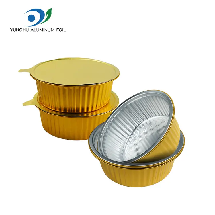 Takeaway Majhen vroč lonec Zlato okrogle aluminijaste folije Takeaway Majhen vroč lonec Zlato okrogle aluminijaste folije